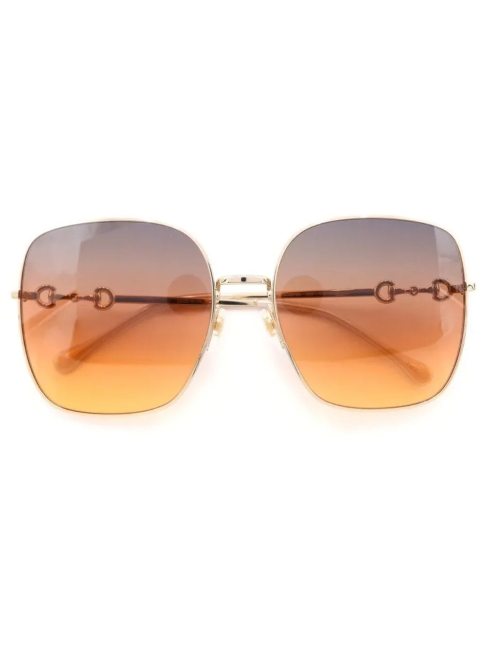 Gucci Square Horsebit Gradient Sunglasses Gold Brown 61 18‐140 Eyewear